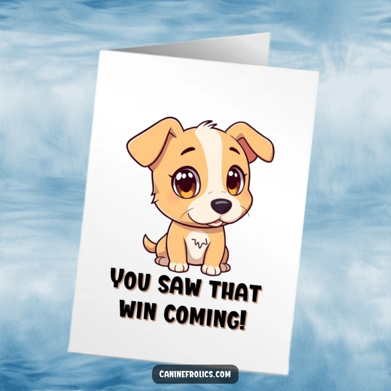Funny Free Printable Congratulations Card: Dog with wide, attentive eyes watching a distant, interesting object, focused intently.