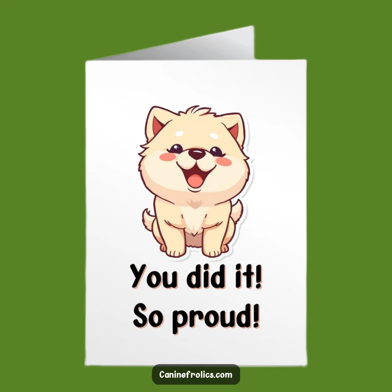 Free Printable Congrats Card: Happy Dog Grin, Tail Wagging, Funny Dog Gift