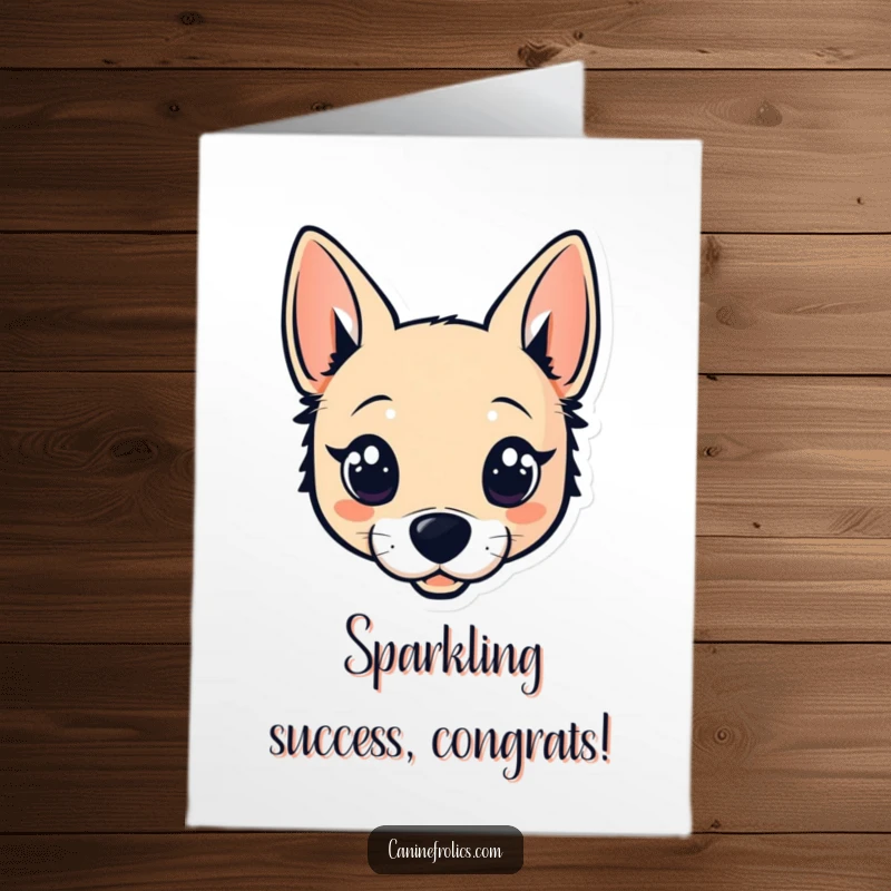 Funny Free Printable Congratulations Card: A stylized dog head with wide, sparkling eyes, beaming with pride.