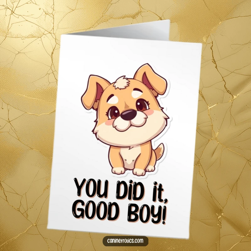 Funny Free Printable Congratulations Card: Goofy dog expressing excitement and curiosity, perfect for any celebratory message.