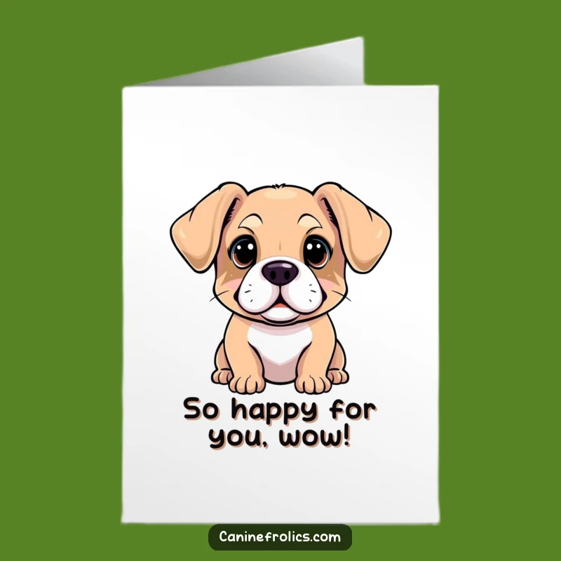 Free Printable Congrats Card: Inquisitive Dog, Flopped Ears, Funny Downloadable Gift for New Achievements