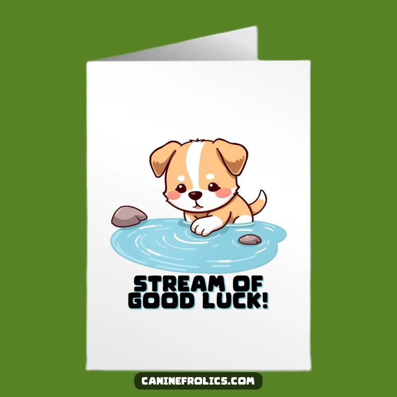 Free Printable Congrats Card: Dog Stream Dip, Relaxed Dog Downloadable Gift