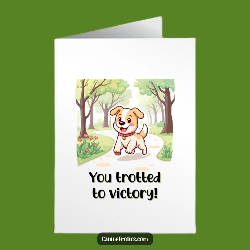 Free Printable Congrats Card: Bouncy Dog Celebrating Success, Funny Dog Lover Downloadable
