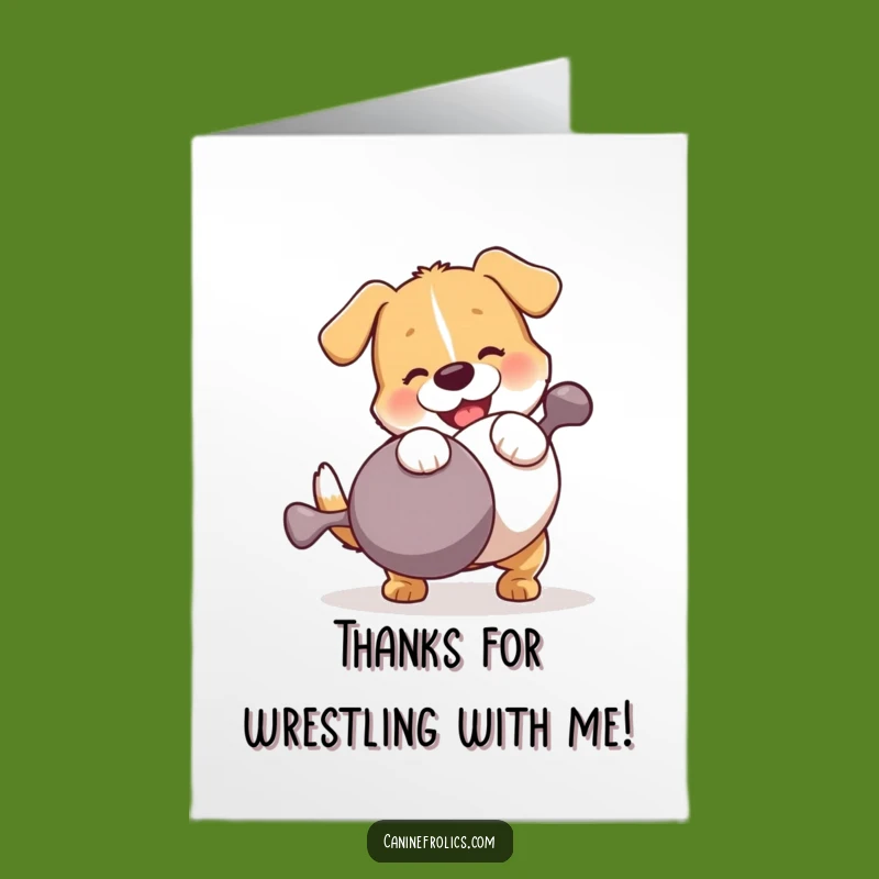 Free Printable Dog Thank You Card: Funny Wrestling Pup Saying Thanks Downloadable