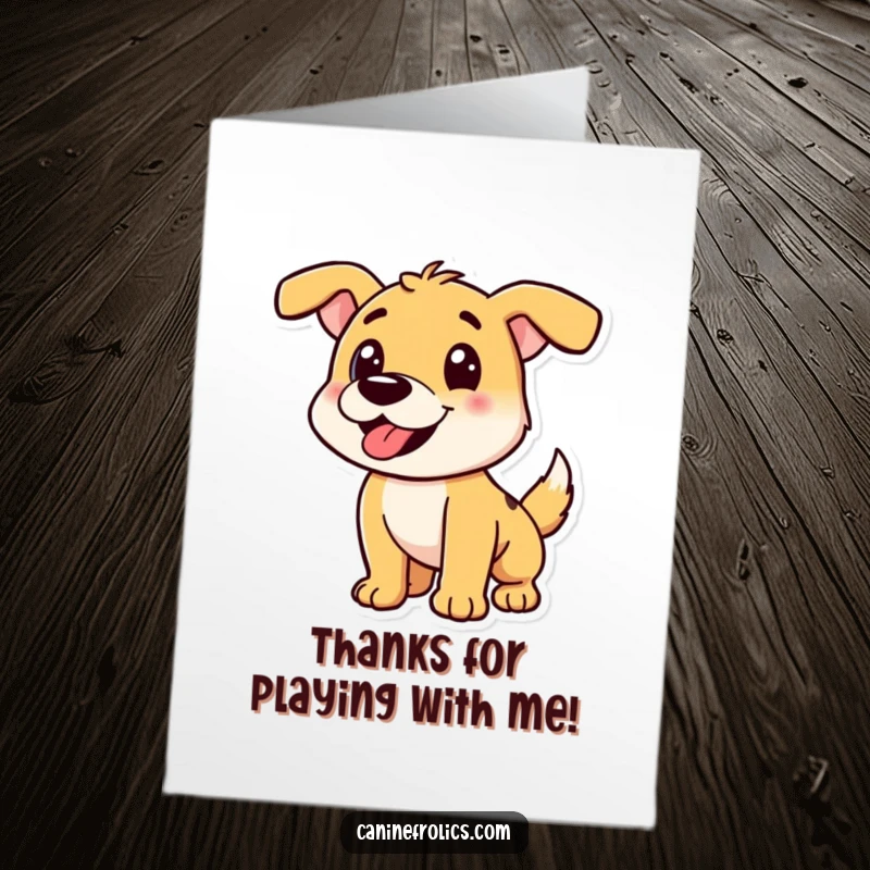 Funny Free Printable Thank You Card: A dog in a playful pounce, ready for interaction and expressing thanks.