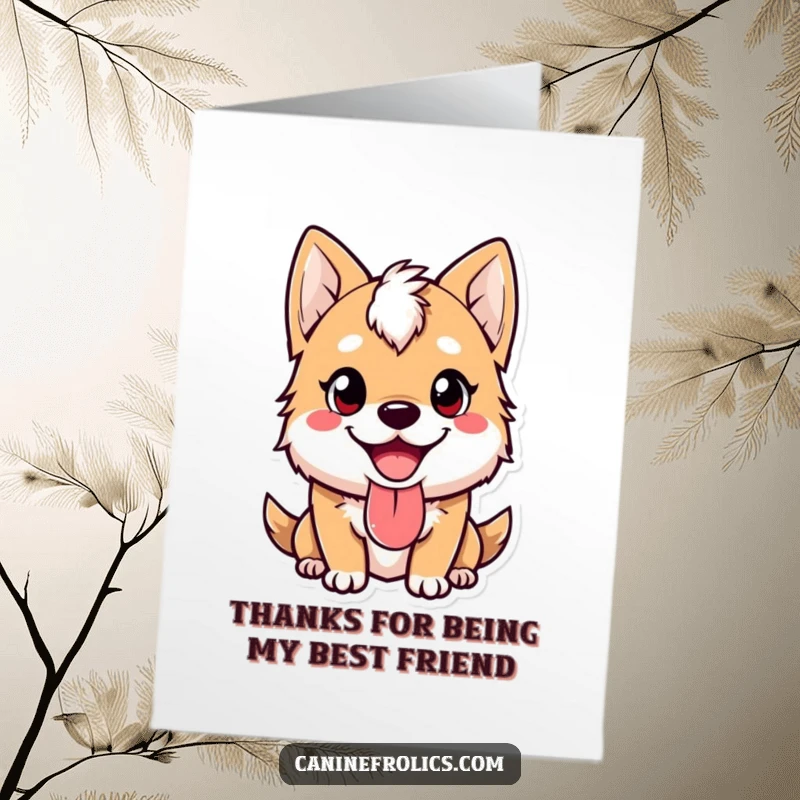 Funny Free Printable Thank You Card: A cheerful canine with its tongue out, expressing heartfelt thanks in the cutest way possible.