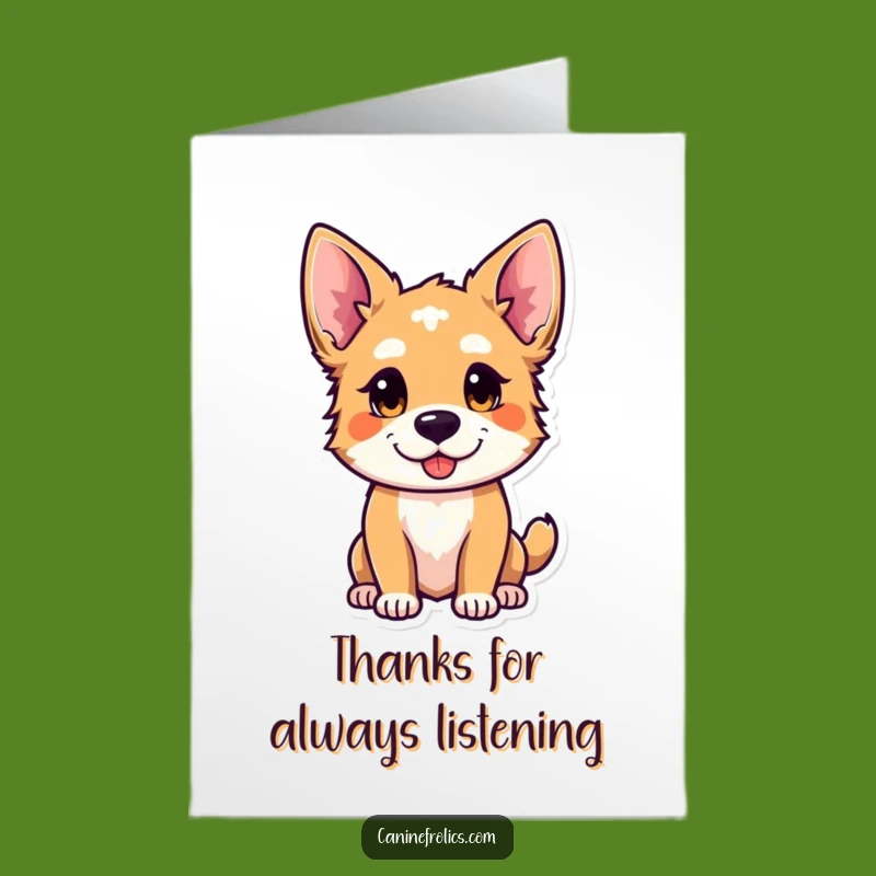 Free Printable Thank You Card: Curious Dog Playful Ears Gratitude Downloadable Gift