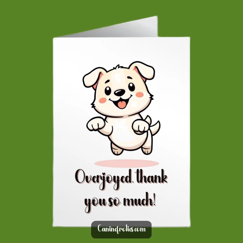 Free Printable Thank You Card: Jumping Dog's Energetic Paws for a Grateful Heart