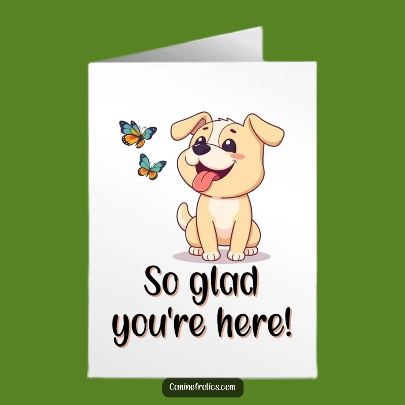 Free Printable Thank You Card: Happy Dog Butterfly - Funny Downloadable Appreciation Gift