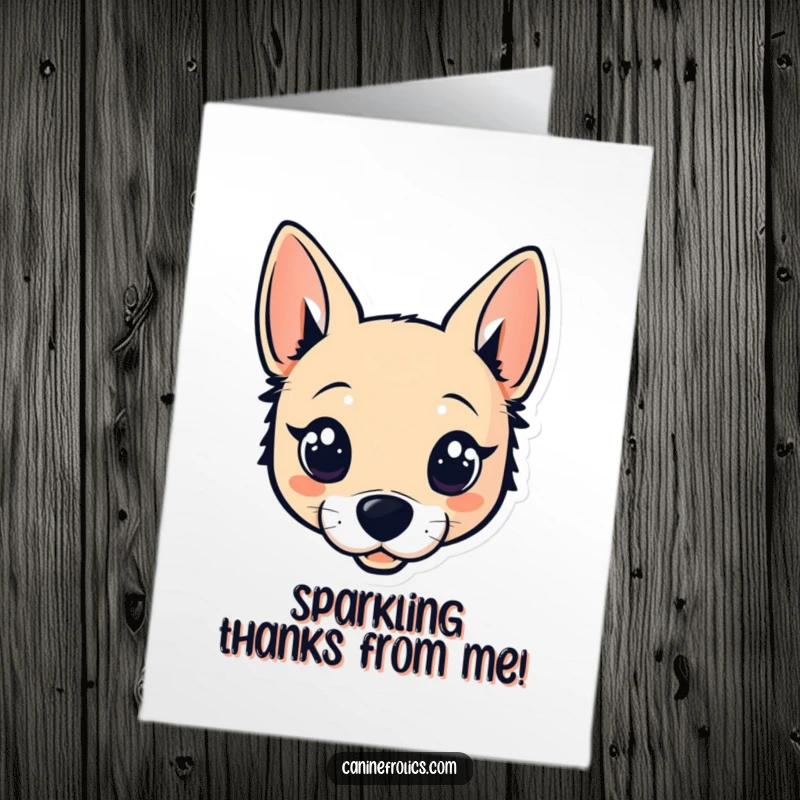 Funny Free Printable Thank You Card: A stylized dog head with sparkling eyes, conveying heartfelt appreciation.