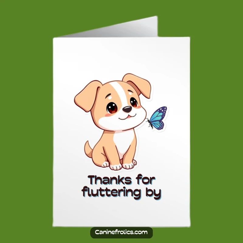 Free Printable Thank You Card: Curious Dog, Butterfly, Funny Grateful Dog Gift
