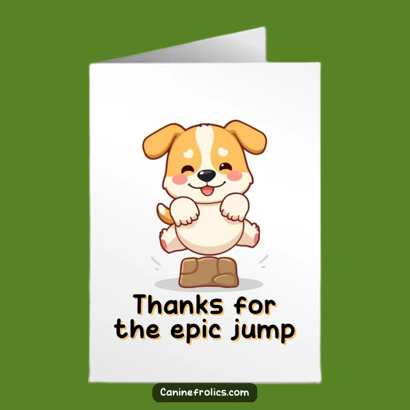 Free Printable Dog Thank You Card: Energetic Leaper Showing Gratitude Downloadable