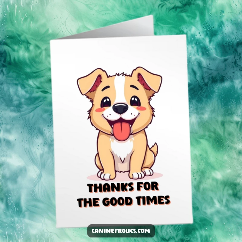Funny Free Printable Thank You Card: A dog panting contentedly with its tongue out, symbolizing a thoroughly enjoyed activity and heartfelt thanks.