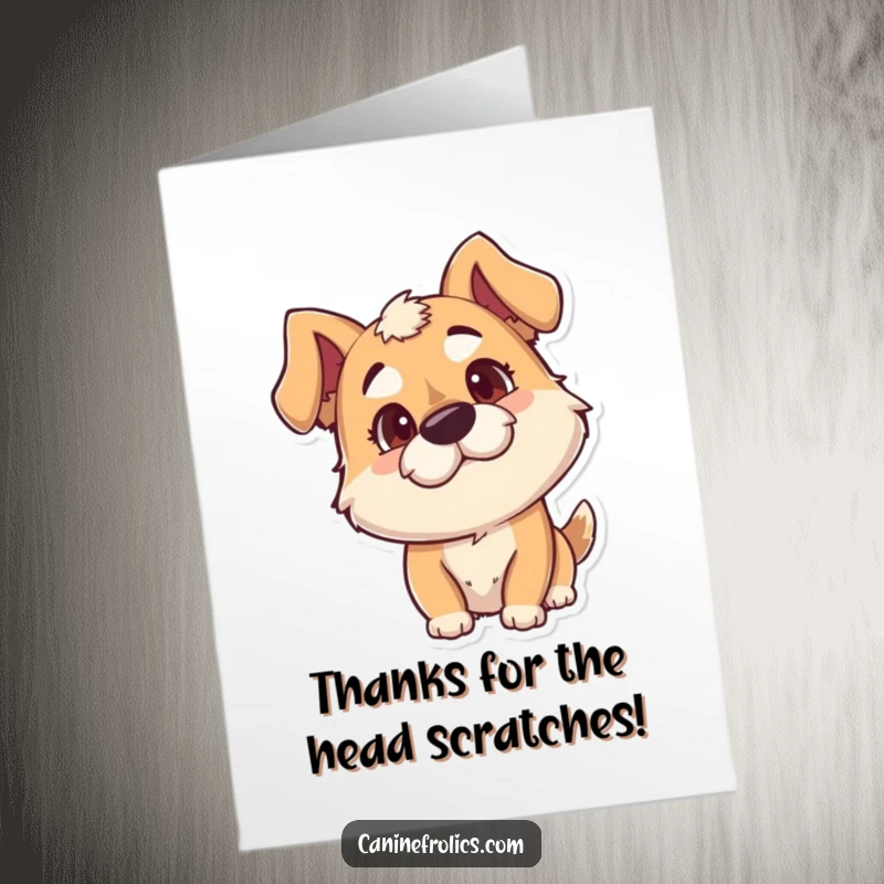 Funny Free Printable Thank You Card: Goofy dog with head cocked, showing playful curiosity and gratitude. A charming thank you design.