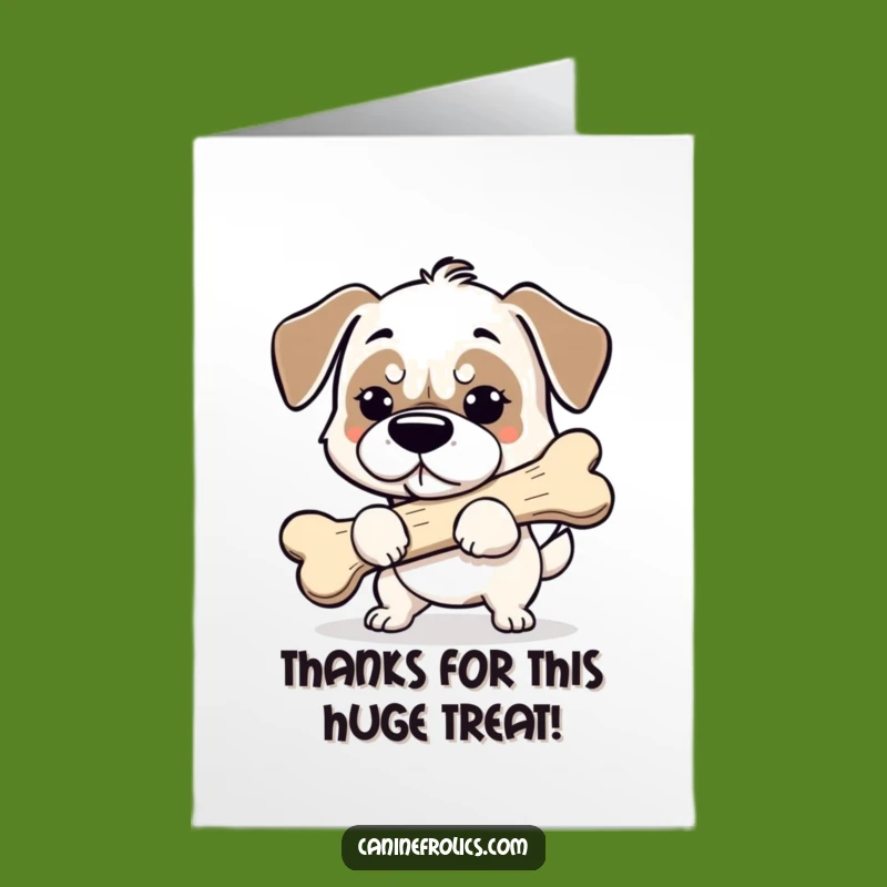 Funny Free Printable Thanks Card: Dog with Big Bone, Downloadable Gratitude Gift