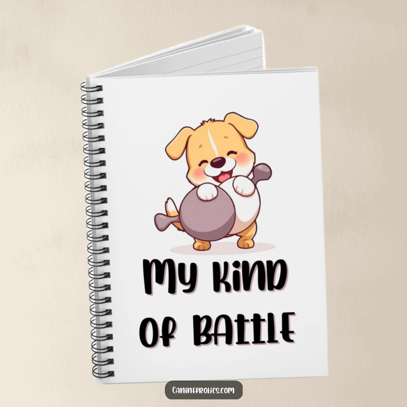 Funny Dog Notebook: A dog playfully wrestling a comically large squeaky toy, inspiring laughter and creativity on every page.