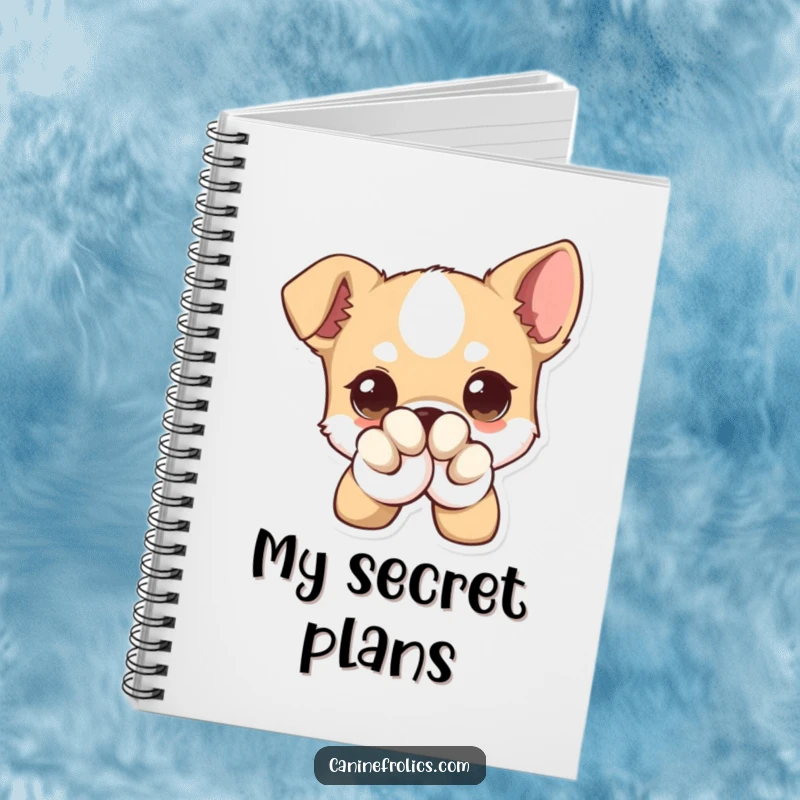 Funny Dog Notebook, featuring a dog with exaggeratedly large eyes peeking out and winking, perfect for jotting down funny ideas.