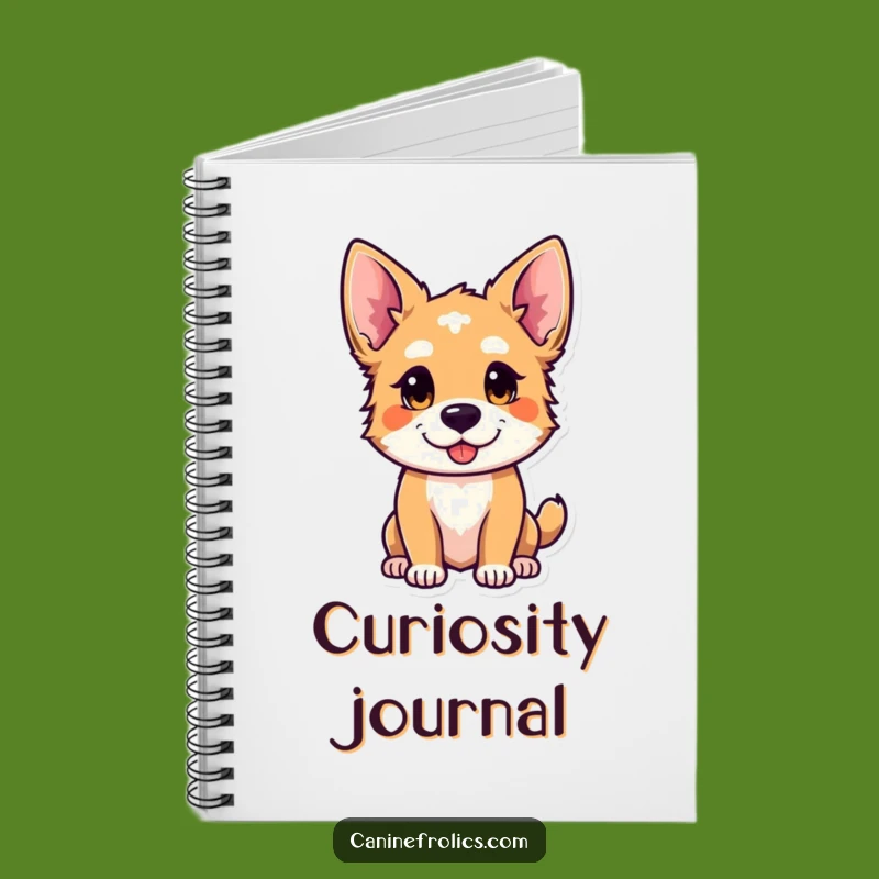 Funny Notebook - Curious Dog Ears Perked for Inquisitive Notes