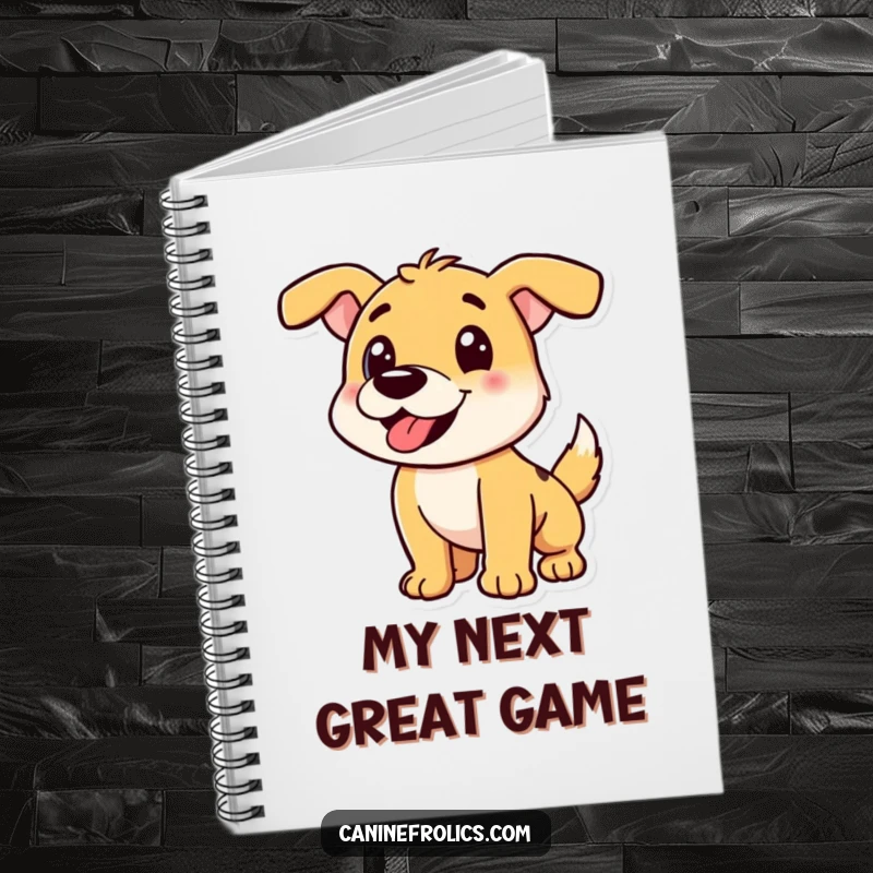 Funny Dog Notebook: Playful dog character mid-pounce, ideal for jotting down energetic thoughts and fun ideas.