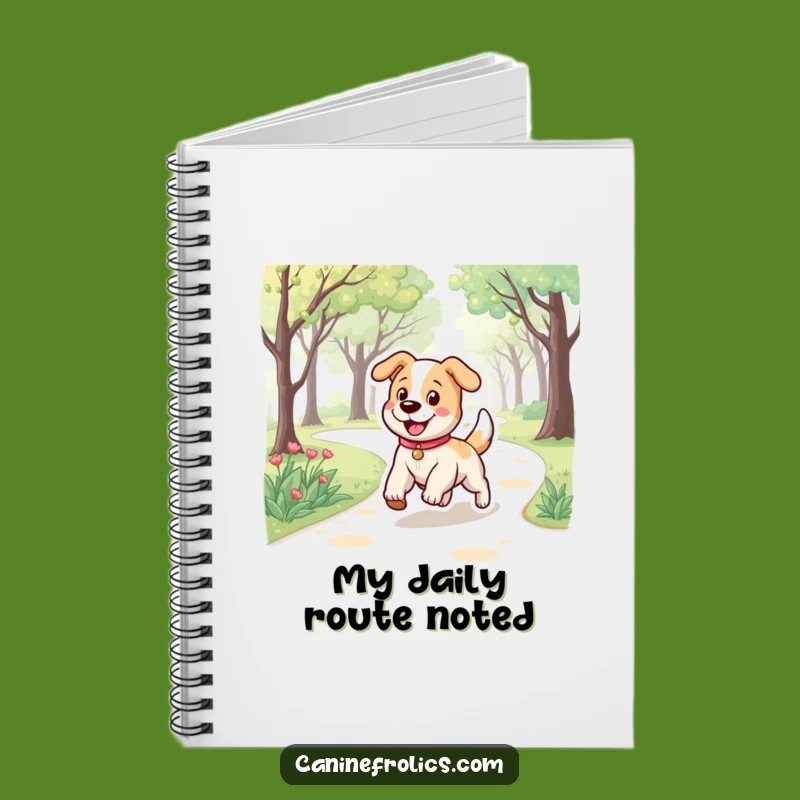 Funny Dog Notebook: Bouncy Pup Trotting Park Path, Journal Your Happy Thoughts