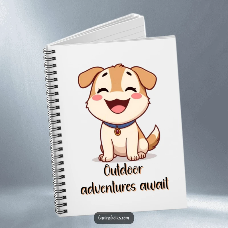 Funny Dog Notebook: Happy dog panting outdoors, tongue lolling, ideal for jotting down happy thoughts and ideas.