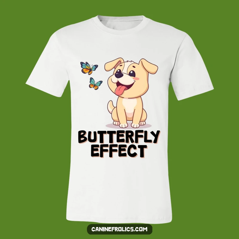 Funny Dog T-Shirt: Tongue Out Pup Chasing Butterfly, Comical Gift for Dog Owners