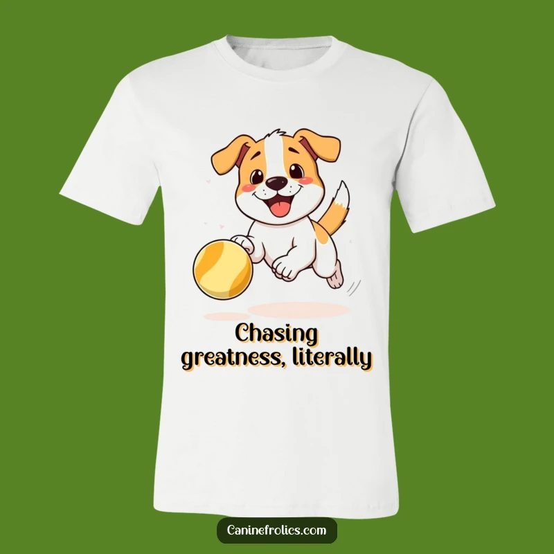 Funny Dog Chasing Ball T-Shirt - Energetic Canine Fun Tee