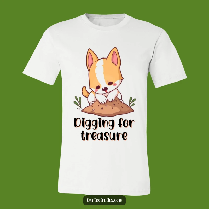 Funny Digging Dog T-Shirt - Playful Canine Dirt Mound Tee
