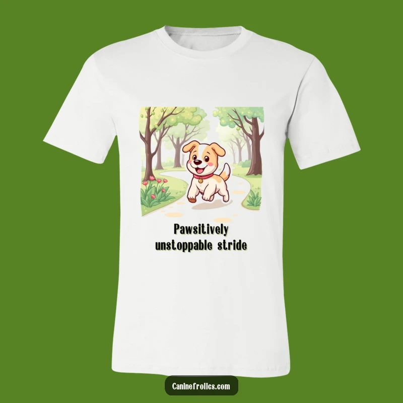 Funny Dog T-Shirt: Bouncy Pup Trotting Park Path, Hilarious Dog Lover Apparel