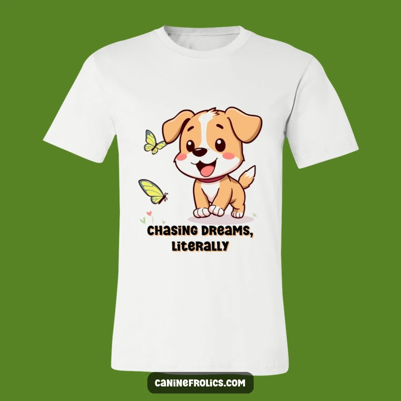 Funny Dog T-Shirt: Butterfly Chase Fun, Happy Pup Tee Gift