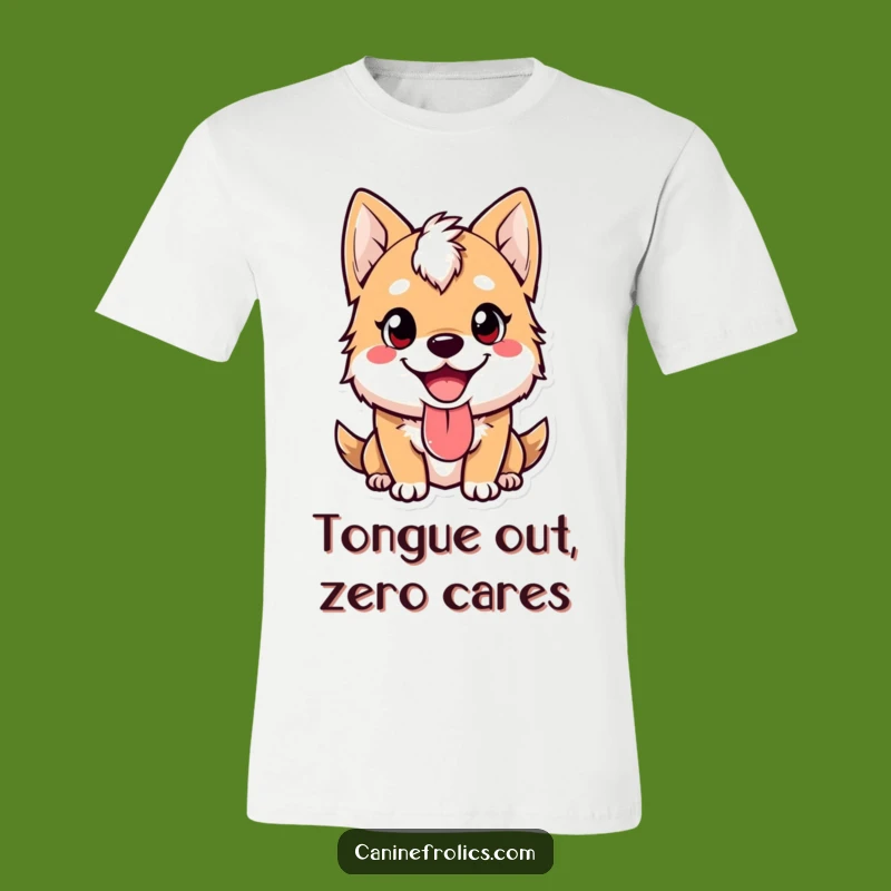 Funny Happy Dog Tee - Cute Canine Character Tongue Lolling Out Shirt