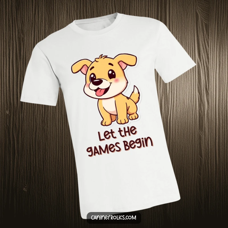 Funny Dog T-Shirt: Dog character in a playful pounce, signaling readiness for fun and interaction, great for active people.