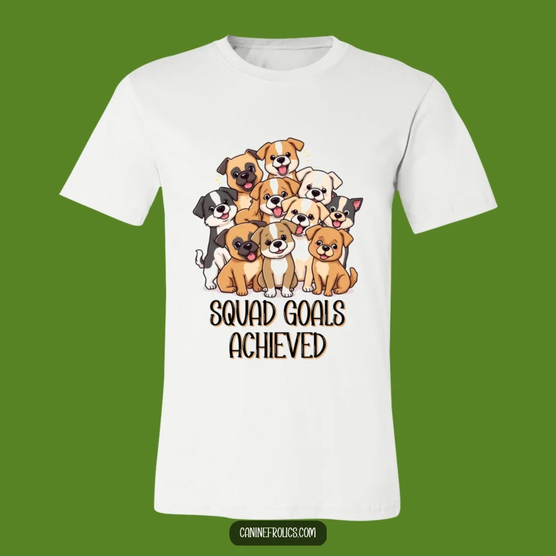 Funny Dog Pack T-Shirt: Mixed Breeds Playing, Comical Group Gift for Dog Fans