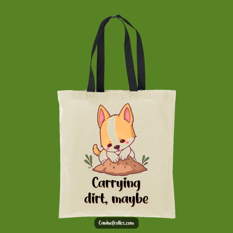 Funny Tote Bag - Digging Dog for Gardeners and Dog Lovers