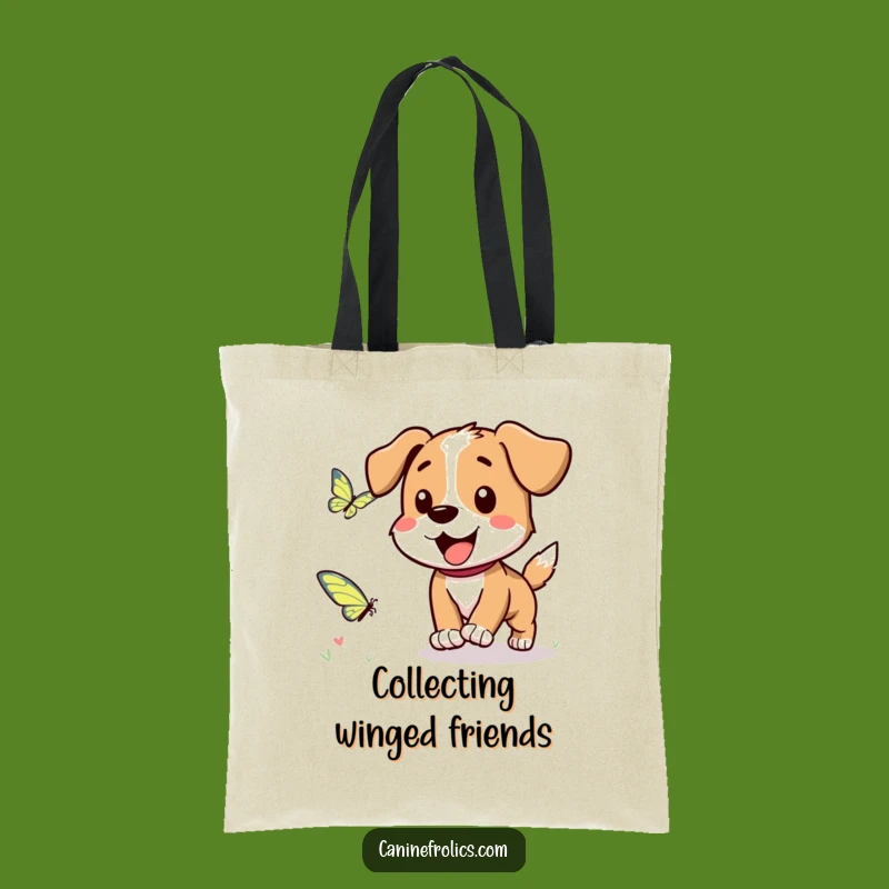 Funny Dog Tote Bag: Butterfly Chase, Practical & Fun Gift