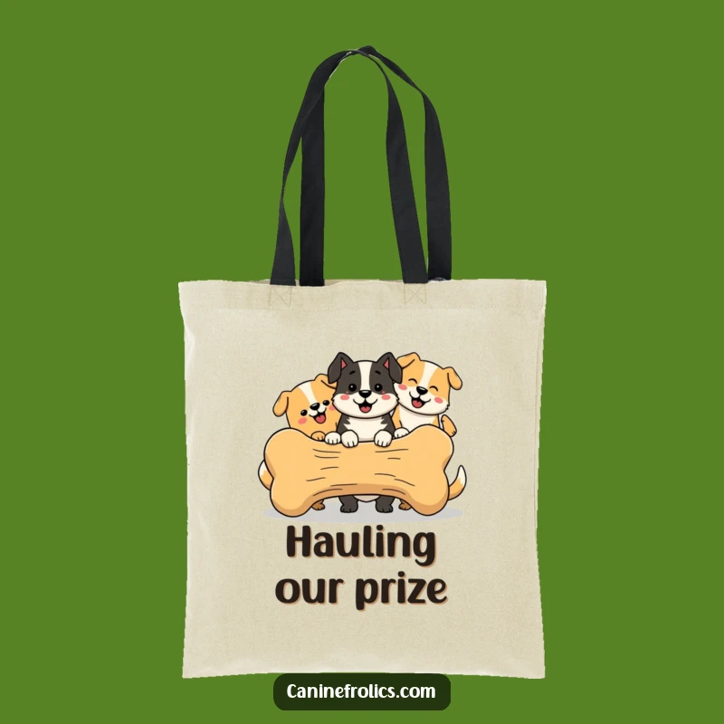 Funny Tote Bag - Happy Dog Bone Sharing, Joyful Canine Carryall, Perfect Funny Gift