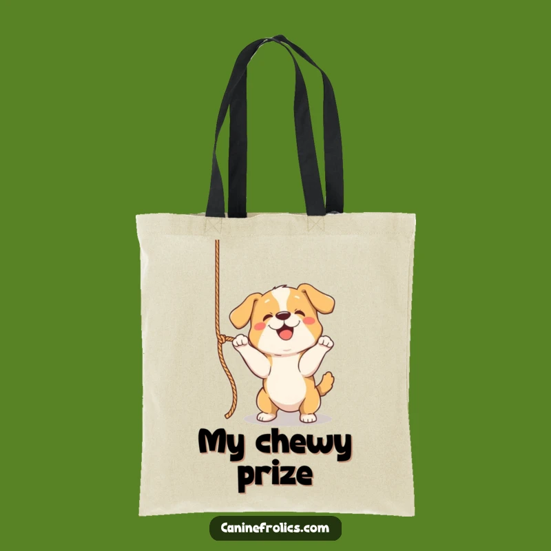 Funny Tote Bag - Playful Dog Rope Batting, Canine Carryall, Perfect Funny Gift
